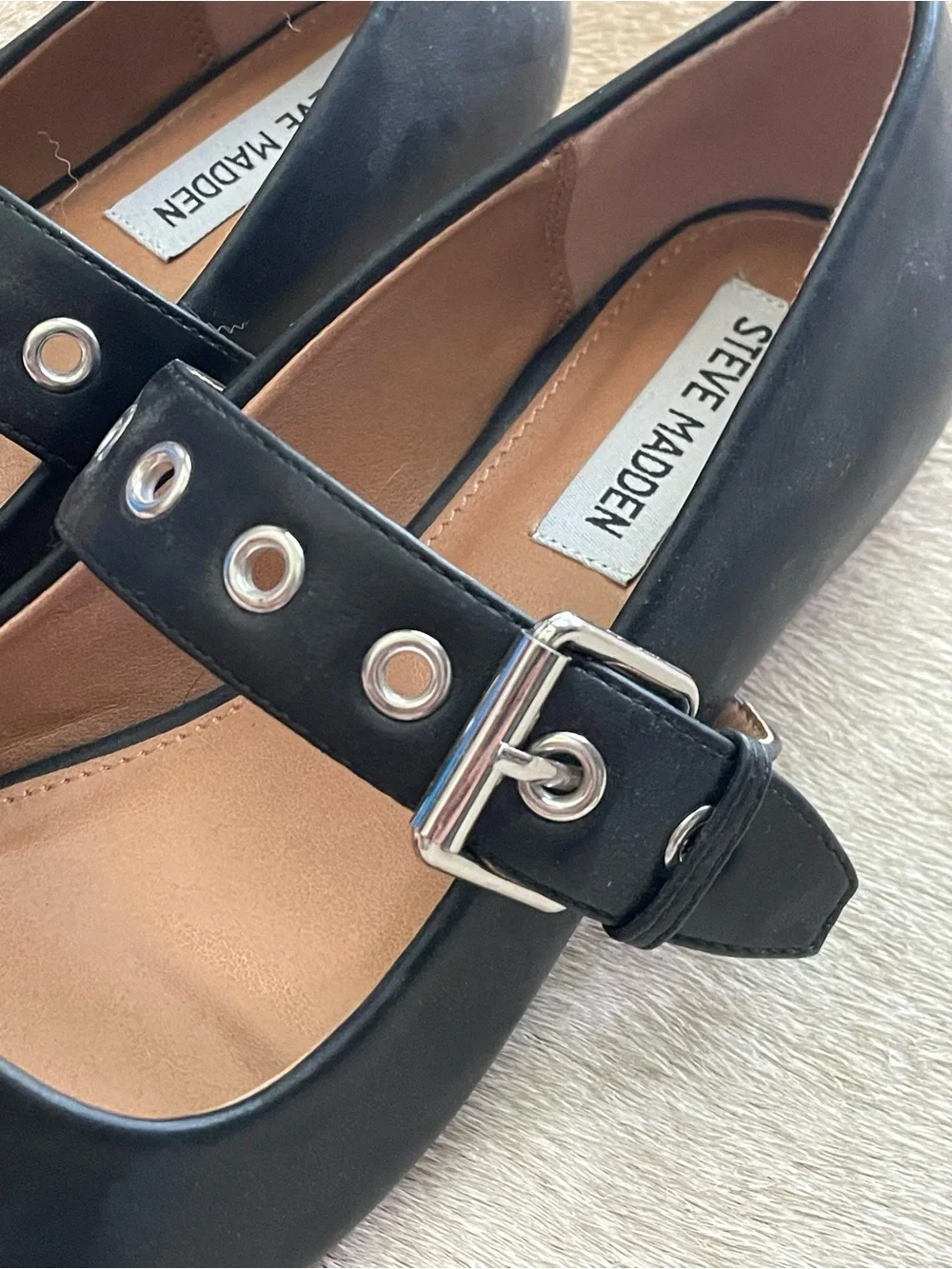 Steve Madden Black Mary Jane Flats - Picture 2 of 5